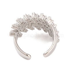 Brass Micro Pave Clear Cubic Zirconia Open Cuff Rings&nbsp;RJEW-U009-08P-01