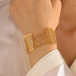 Hollow Brass Flat Round Wide Link Bracelets for Women&nbsp;ZY6006