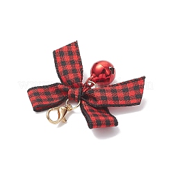 Brass Bell & Handmade Polyester Bowknot Pendant Decorations&nbsp;HJEW-JM04403-02