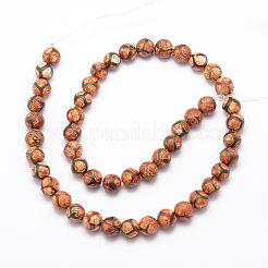 Tibetan Style Turtle Back Pattern dZi Beads&nbsp;G-K166-02-8mm-L1-01