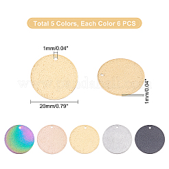 30 Pcs 5 Colors PVD Vacuum Plating 304 Stainless Steel Textured Pendants&nbsp;STAS-UN0022-31