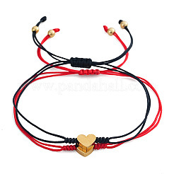2Pcs Heart 304 Stainless Steel Bead Braided Bead Bracelets&nbsp;LR5598-1