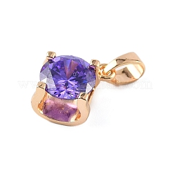 Brass Micro Pave Cubic Zirconia Pendants&nbsp;KK-E795-29KCG-05