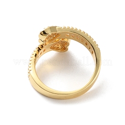 Clear Cubic Zirconia Double Heart Open Cuff Rings&nbsp;RJEW-P089-01G