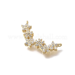 Brass Micro Pave Clear Cubic Zirconia 6 Flower Links Connector Charms&nbsp;KK-D431-072G