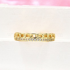 Brass Micro Pave Clear Cubic Zirconia Cuff Rings for Women&nbsp;RJEW-H247-23G