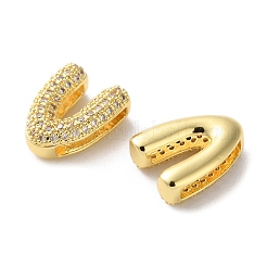 Rack Plating Brass Micro Pave Cubic Zirconia Slide Charms&nbsp;KK-C084-34G-V
