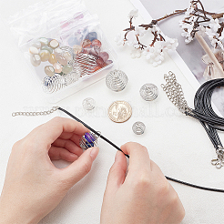 Natural Agate Cage Pendant Necklace DIY Making Kit&nbsp;DIY-PH0005-90