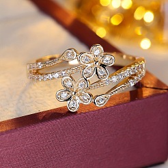 Brass Micro Pave Cubic Zirconia Finger Rings&nbsp;WG493E8-01