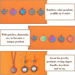 10Pcs 5 Style 304 Stainless Steel Pendant Rhinestone Cabochons&nbsp;STAS-UN0031-94