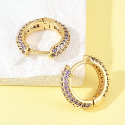 Brass Cubic Zirconia Hoop Earrings&nbsp;EJEW-A156-05G