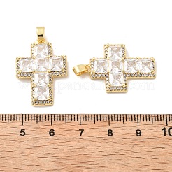 Cross Brass Micro Pave Cubic Zirconia Pendants&nbsp;KK-M325-02G
