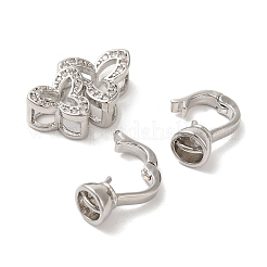 Flower Brass Micro Pave Clear Cubic Zirconia Fold Over Clasps&nbsp;KK-A227-28P