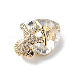 Real 18K Gold Plated Rack Plating Brass Micro Pave Clear Cubic Zirconia Pendants&nbsp;KK-C015-09G-15