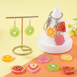 42Pcs 7 Styles Fruit Theme Spray Painted Opaque Resin Pendants&nbsp;RESI-TA0005-52