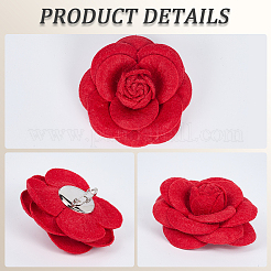 4Pcs Cloth Art Camelia Brooch Pins&nbsp;JEWB-CN0001-03C
