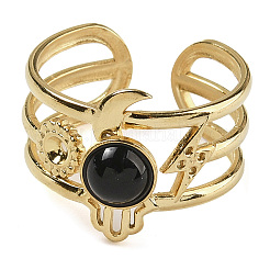 Natural Black Onyx Finger Rings&nbsp;RJEW-U027-07G-08