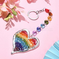 Alloy & Glass Beaded Heart Pendant Keychain&nbsp;KEYC-JKC00521