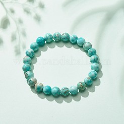Natural Howlite Round Beaded Stretch Bracelet&nbsp;BJEW-JB08290-03