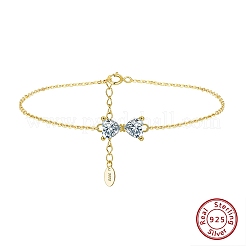 925 Sterling Silver Bowknot Link Bracelets&nbsp;BJEW-C106-02G