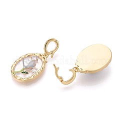 Spray Painted Brass Pave Clear Cubic Zirconia Pendants&nbsp;KK-T072-28B-G
