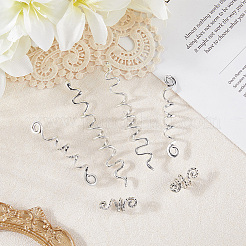 6Pcs 3 Styles Alloy Hair Coil Cuffs&nbsp;OHAR-SC0001-11B