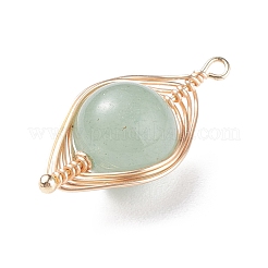 Natural Stone Copper Wire Wrapped Connector Charms&nbsp;PALLOY-JF01377-02