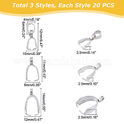 40Pcs 2 Style 304 Stainless Steel & 20Pcs 201 Stainless Steel Pendant Pinch Bails&nbsp;STAS-UN0030-11