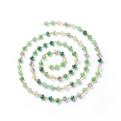 Handmade Electroplate Glass Faceted Rondelle Beaded Chains&nbsp;AJEW-JB01137-05