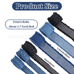 6Pcs 6 Colors Denim Fabric Ribbon&nbsp;DIY-CY0003-63