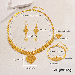 Luxurious Middle Eastern Alloy Hollow Heart Pendant Tassel Bracelets & Earrings & Necklaces & Rings Sets&nbsp;XT0029