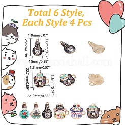 24Pcs 6 Styles Printed Alloy Pendants Sets&nbsp;FIND-AR0005-88