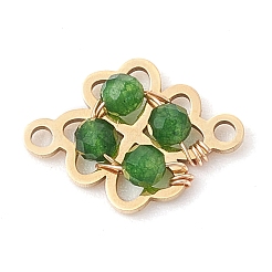 5Pcs 5 Styles Natural Moss Agate & Dyed TaiWan Jade & Green Aventurinee & Ruby in Zoisite & Synthetic Green Goldstone Connector Faceted Round Links&nbsp;PALLOY-JF03251