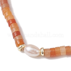 Natural Red Aventurine and Pearl Beads Btacelets&nbsp;BJEW-JB10681-04