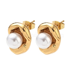 304 Stainless Steel & ABS Plastic Pearl Stud Earrings&nbsp;SA-CBA2696-36G