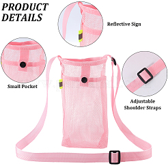 2Pcs 2 Colors Polyester Plastic Water Bottle Mesh Pouches&nbsp;AJEW-CN0004-37C