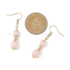 Natural Rose Quartz Round Dangle Earrings&nbsp;EJEW-JE06822-02