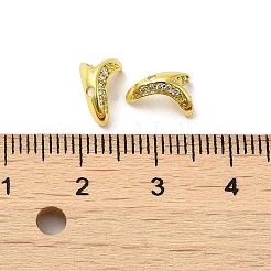 Rack Plating Brass Micro Pave Cubic Zirconia Beads Caps&nbsp;KK-F863-12G