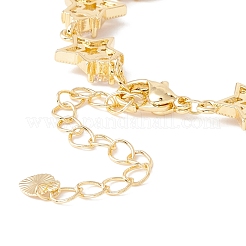 Clear Cubic Zirconia Star Link Chains Bracelet&nbsp;BJEW-I301-03G