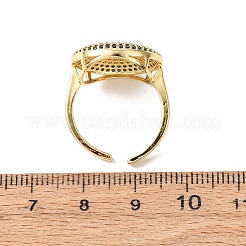 Brass Micro Pave Cubic Zirconia Cuff Open Rings for Women&nbsp;RJEW-K264-09C-G