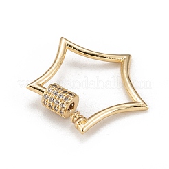 Brass Micro Pave Clear Cubic Zirconia Screw Carabiner Lock Charms&nbsp;ZIRC-T010-07G