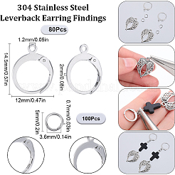 80Pcs 304 Stainless Steel Leverback Earring Findings&nbsp;STAS-SC0006-62P