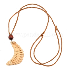 Boho Woven Rattan Pendant Long Necklaces&nbsp;WD-CBA76F6-01C