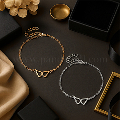 4Pcs 2 Colors 304 Stainless Steel Wing Link Bracelets&nbsp;BJEW-HY0001-08