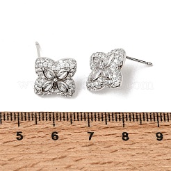 Brass Micro Pave Cubic Zirconia Stud Earrings&nbsp;KK-CBA8324-25P-02