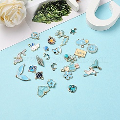 27Pcs 27 Style Light Gold Alloy Enamel Pendants&nbsp;ENAM-YW0001-77