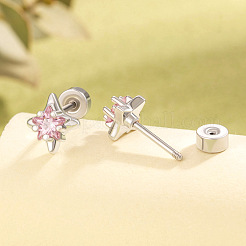 Brass Pave Cubic Zirconia Star Cartilage Earrings&nbsp;FS-WGEAB67-02