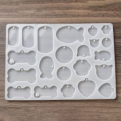 Bone/Fish/Flat Round DIY Pendant Silhouette Silicone Molds&nbsp;DIY-G099-02A