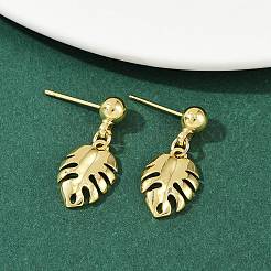 Heart & Leaf & Candy Brass Dangle Stud Earrings&nbsp;EJEW-Z115-03G