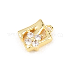 Brass Micro Pave Clear Cubic Zirconia Charms&nbsp;KK-Z151-18G-N